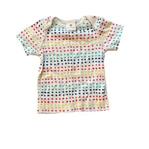 Hanna Andersson White T-shirt with Rainbow Dots 6-12 mo